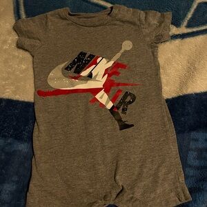 Jordan Kids Gray Bodysuit with Red and Black Logo